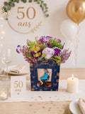 Boîte cadeau anniversaire et sa composition florale