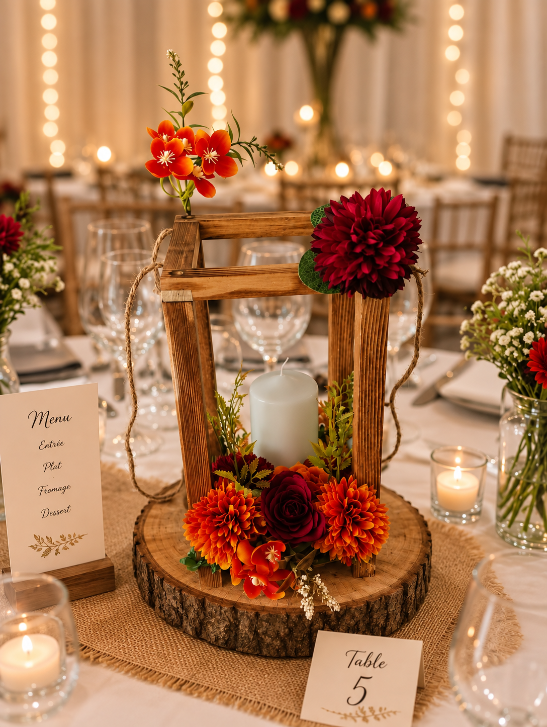 Lanterne centre de table de mariage